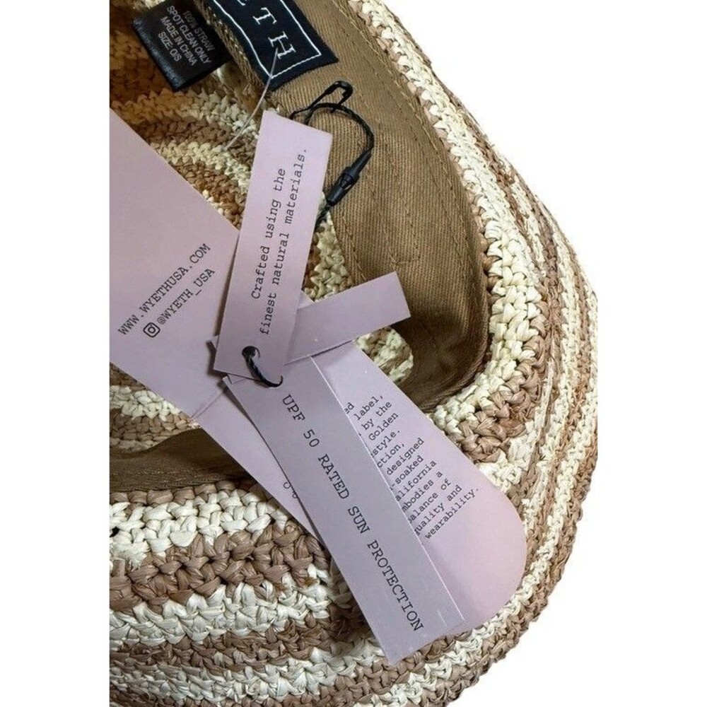 Wyeth Packable Beach Hat 100% Straw Bucket Sun NWT Coastal - Beach- Boho- UPF 50 - Picture 6 of 7
